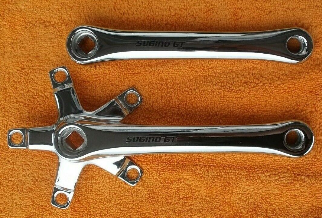 1980's Old School BMX Sugino GT Cranks diamondback Mongoose GT Hutch Show Chrome