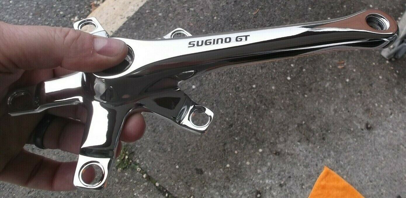1980's Old School BMX Sugino GT Cranks diamondback Mongoose GT Hutch Show Chrome