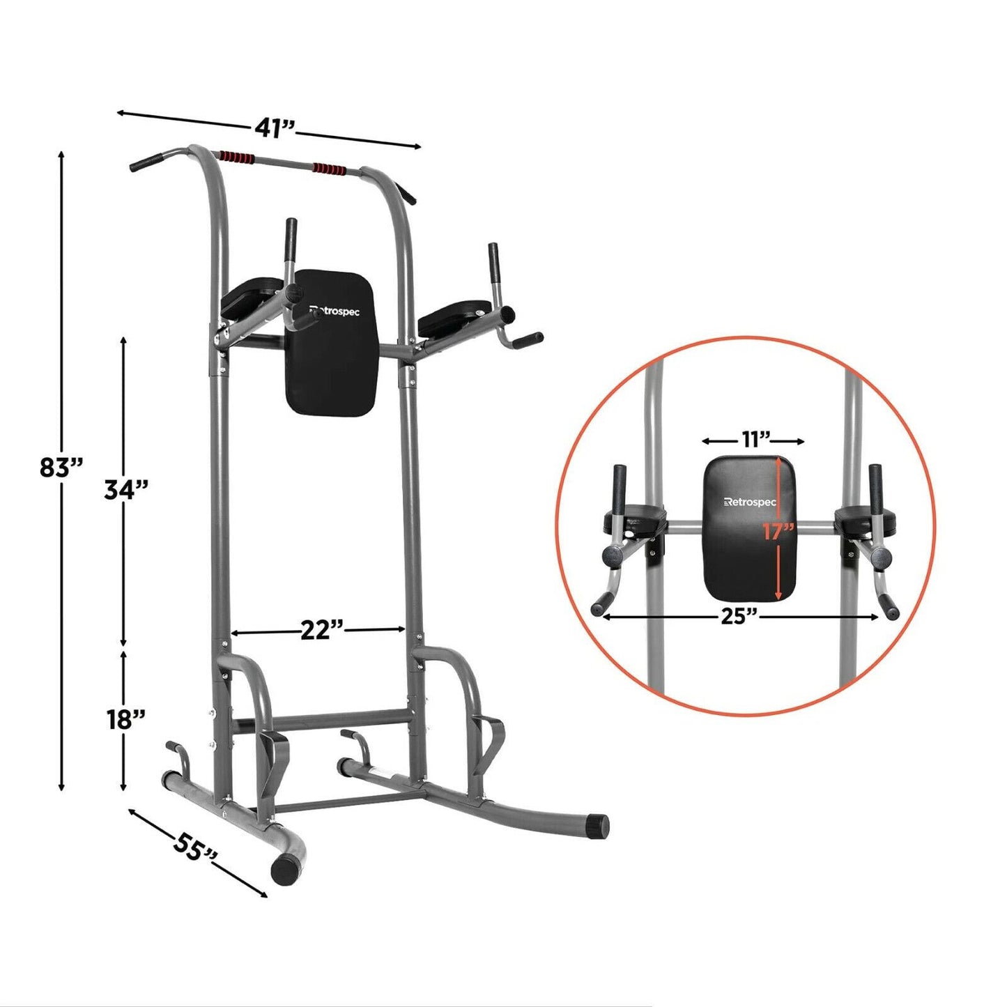 Dip Station Chin Up Bar Power Tower Pull Push Home Gym Fitness Core