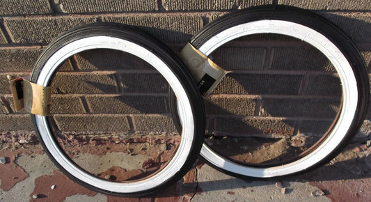 PAIR Schwinn fit Midget Krate Pixie Runabout 16 " S 7 White wall Tires sting ray